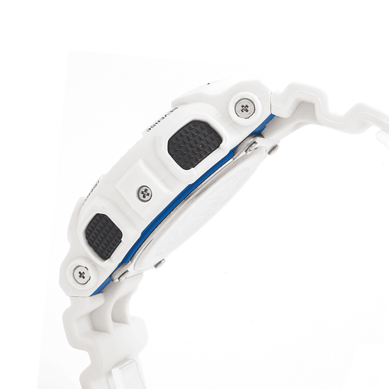 Reloj Pulsera Casio Ga-100b-7a Con Correa De Resina Color Blanco - Fondo Negro - Bisel Blanco/azul 2