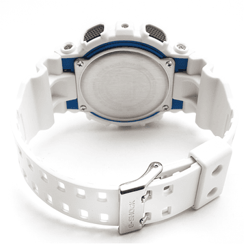 Reloj Pulsera Casio Ga-100b-7a Con Correa De Resina Color Blanco - Fondo Negro - Bisel Blanco/azul 3