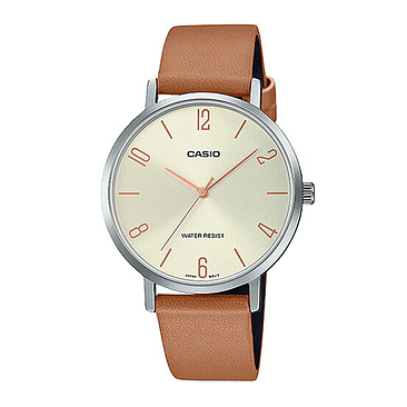 Reloj Casio Dama Ltp-vt01l-5b Color De La Correa Plateado Color Del Bisel Plateado Color Del Fondo Dorado 1