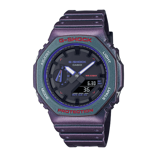 Reloj G-shock Ga-2100ah-6a Carbono/resina Hombre Purpura/ver 1