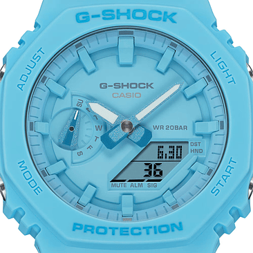 Reloj Hombre Casio Ga-2100-2a2dr G-shock Correa Azul Bisel Azul Fondo Azul 3
