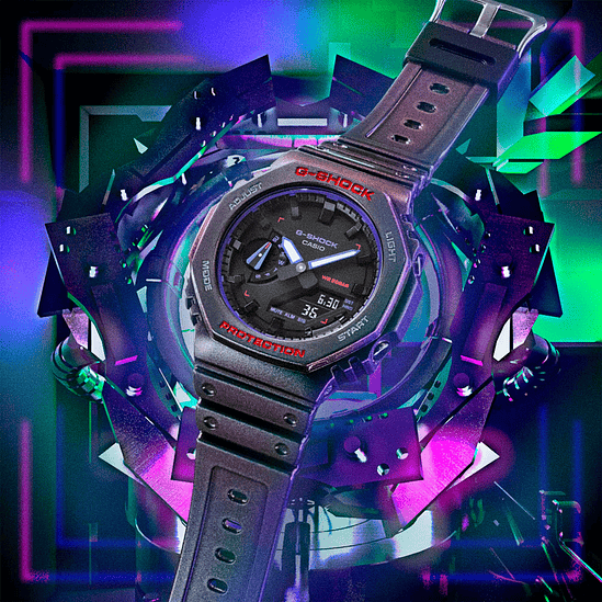 Reloj G-shock Ga-2100ah-6a Carbono/resina Hombre Purpura/ver 4
