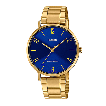 Reloj Mujer Casio Ltp-vt01g-2b Dorado Análogo / Color Del Fondo Azul Acero 1