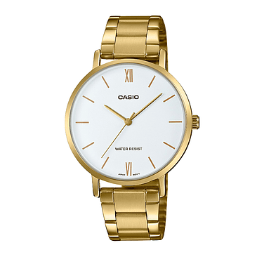 Reloj Casio Ltpvt01g-7budf Cuarzo Mujer Color De La Correa Dorado Color Del Bisel Dorado Color Del Fondo Blanco 1
