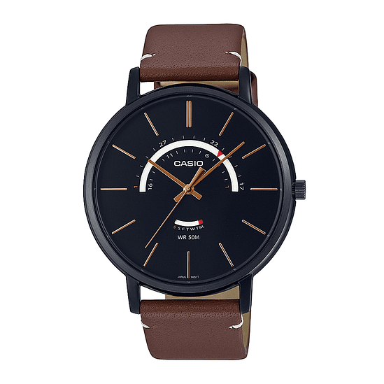Reloj Casio Mtp-b105bl-1avdf Hombre 100% Original Color De La Correa Marrón Color Del Bisel Negro Color Del Fondo Negro 1