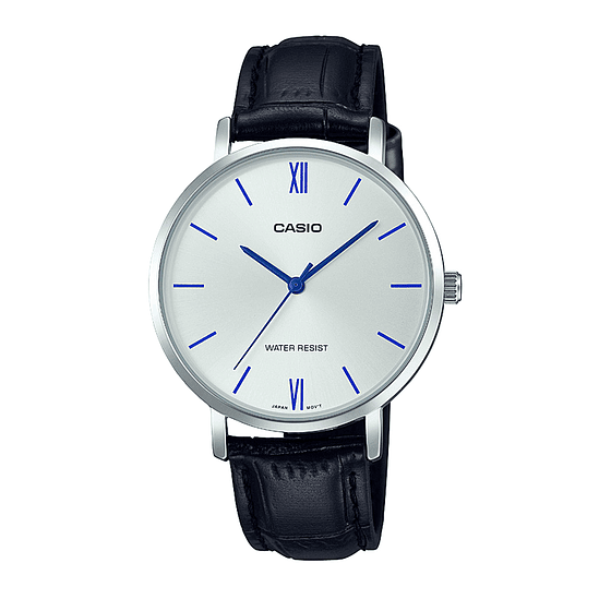 Reloj Mujer Casio Ltp-vt01l-7b1 Analogo Negro / Color Del Bisel Plateado Color Del Fondo Plateado 1