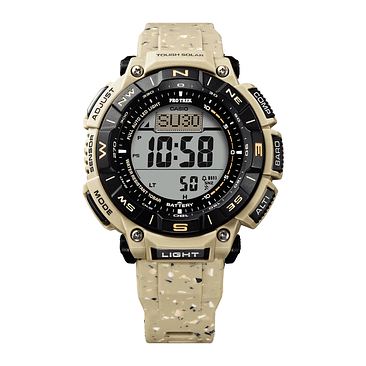 Reloj Casio Pro Trek Prg-340sc-5 Hombre Ts Correa Marrón Bisel Marrón Fondo Negro 2