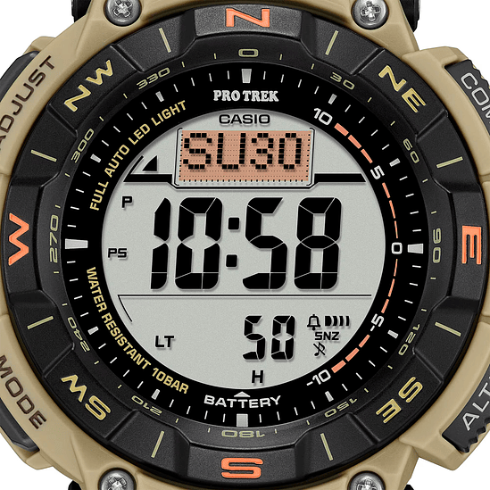 Reloj Casio Pro Trek Prg-340sc-5 Hombre Ts Correa Marrón Bisel Marrón Fondo Negro 3