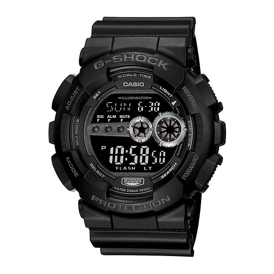 Reloj Casio G-shock Gd-100-1bdr Para Hombre, Color De La Correa: Negro, Color Del Bisel: Negro, Color De Fondo: Negro 1
