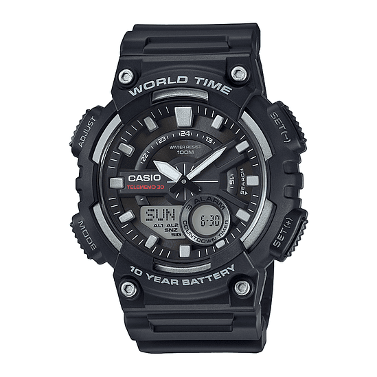 Reloj Casio Hombre Aeq-110w-1a Telememo Agente Oficial Caba Color De La Malla Negro Color Del Bisel Negro Color Del Fondo Gris 1