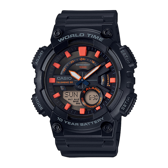 Reloj Casio Deportivo Aeq-110w-1a2vdf Color Del Fondo Negro Color De La Correa Negro Color Del Bisel Negro 1