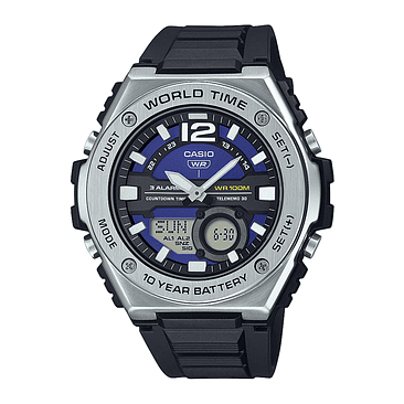Reloj Casio Mwq-100-2a Resina/acero Hombre Negro/plateado 1