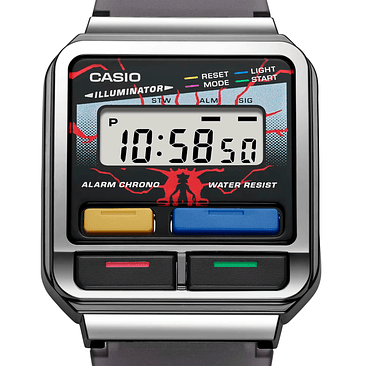 Reloj Casio A-120west Stranger Things Serie Limitada Unixes Color De La Malla Gris Oscuro Transparente 2