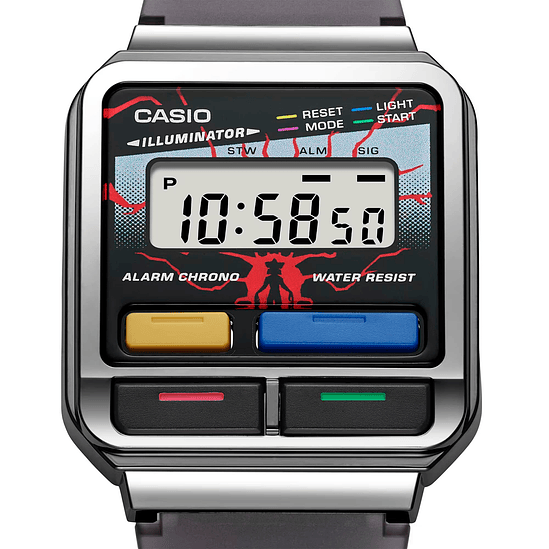 Reloj Casio A-120west Stranger Things Serie Limitada Unixes Color De La Malla Gris Oscuro Transparente 2