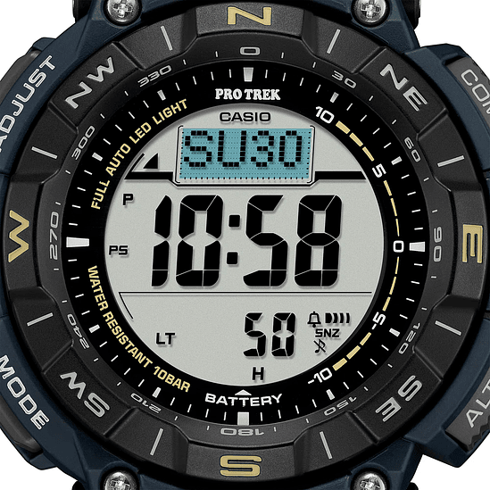 Reloj Casio Pro-tek Prg-340sc-2 Hombre Correa Negro Bisel Negro Fondo Negro 3