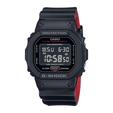 Reloj Casio G-shock Dw-5600uhr-1dr Y Correa Negra/roja, Bisel Negro, Fondo Negro 1