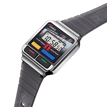 Reloj Casio A-120west Stranger Things Serie Limitada Unixes Color De La Malla Gris Oscuro Transparente 3