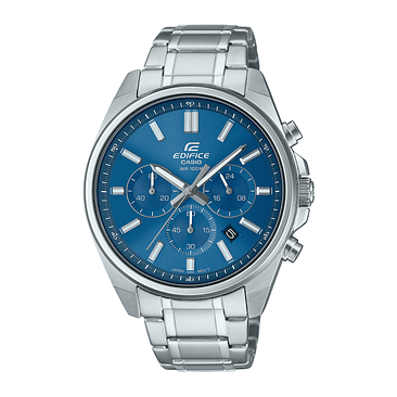 Reloj Hombre Casio Efv-650d-2avudf Edifice Color De La Correa Plateado Color Del Bisel Plateado Color Del Fondo Azul 1