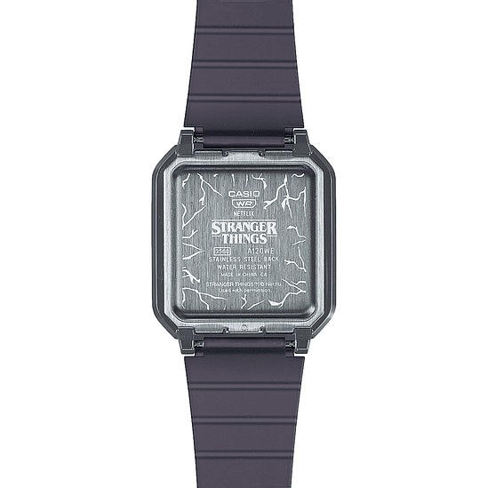 Reloj Casio A-120west Stranger Things Serie Limitada Unixes Color De La Malla Gris Oscuro Transparente 5