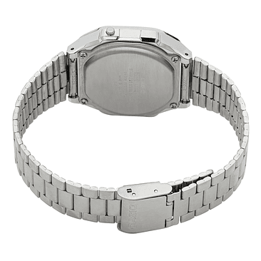 Reloj Pulsera Digital Casio A168wa-1 Con Correa De Acero Inoxidable Color Plateado - Fondo Gris/negro/azul 3