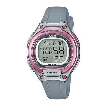 Reloj Casio Lw-203-8a Digital Sumergible Wr50 Pila 10 Años Color De La Malla Rosa Con Gris 1