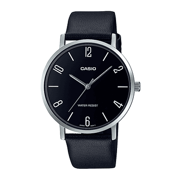 Reloj Casio Mtp-vt01l-1b2udf Cuarzo Hombre Color De La Correa Negro Color Del Bisel Plateado Color Del Fondo Negro 1