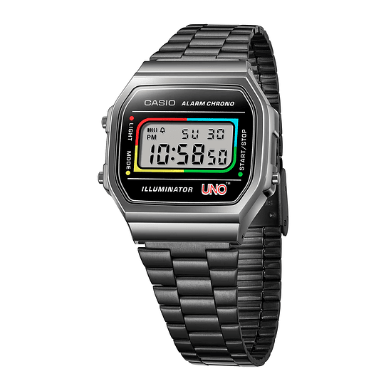 Reloj Unisex Casio A168weuc-1adr Core Mens Correa Gris Bisel Gris Fondo Negro 3