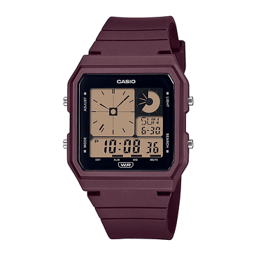 Reloj De Pulsera Digital Casio Lf-20w-5adf Con Correa, Color Vino 1