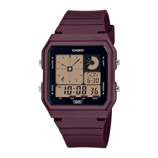 Reloj De Pulsera Digital Casio Lf-20w-5adf Con Correa, Color Vino 1
