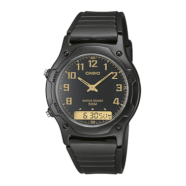 Reloj Casio Aw-49h-1bvdf En Resina Hombre Color De La Correa Negro Color Del Fondo Negro 1