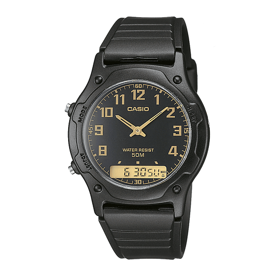 Reloj Casio Aw-49h-1bvdf En Resina Hombre Color De La Correa Negro Color Del Fondo Negro 1