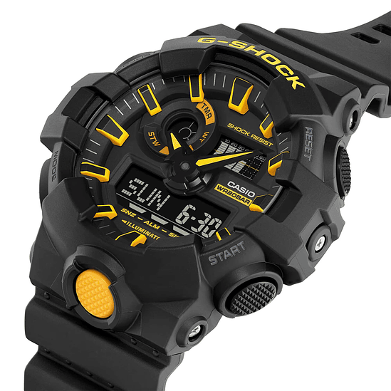 Reloj Casio G-shock Ga-700cy-1adr Caution Yellow: Correa Negra, Bisel Negro, Fondo Negro 4