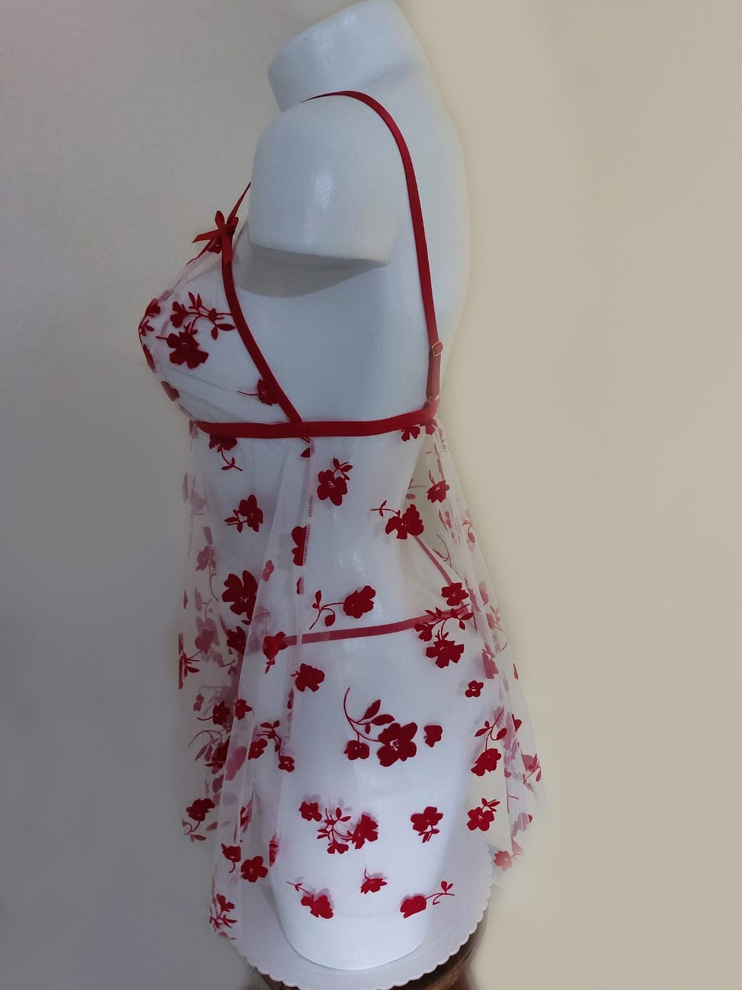 Babydoll floral sexy lencería transparente 4