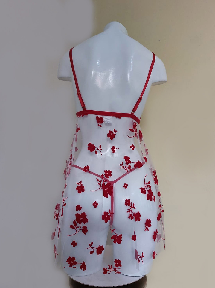 Babydoll floral sexy lencería transparente 5