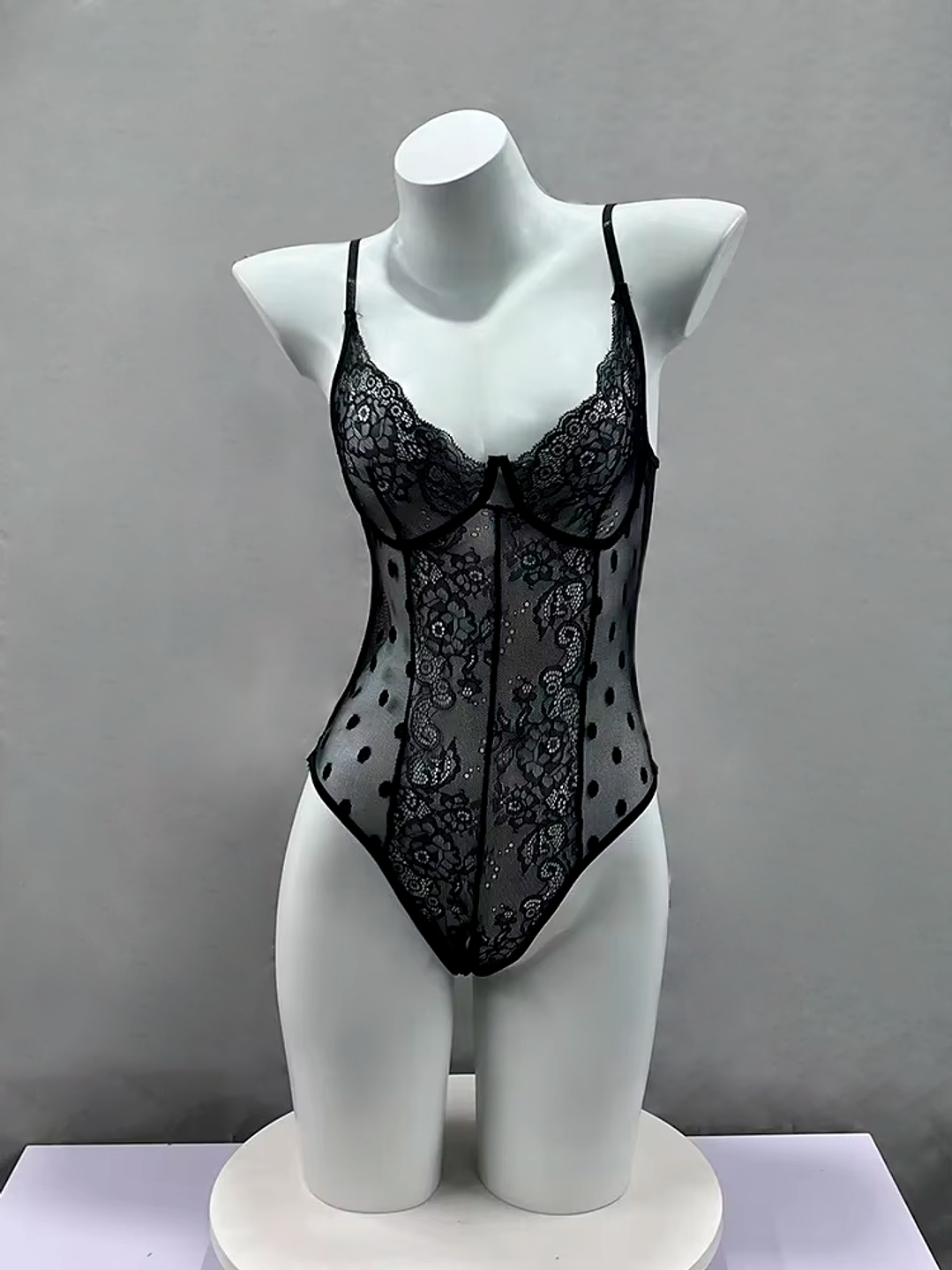 Lencería ultra-fina body transparente bordado Floral 5