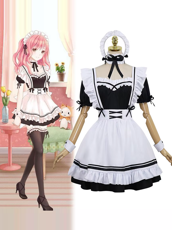 Disfraz Lolita Uniforme De Sirvienta Traje De Cosplay Sexy 1