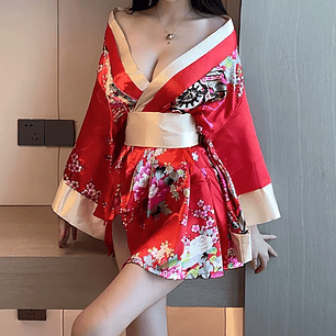 Bata sexy Kimono Rojo japones Hitomi