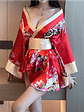 Bata sexy Kimono Rojo Asiático - Miniatura 2