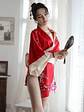Bata sexy Kimono Rojo Asiático - Miniatura 1