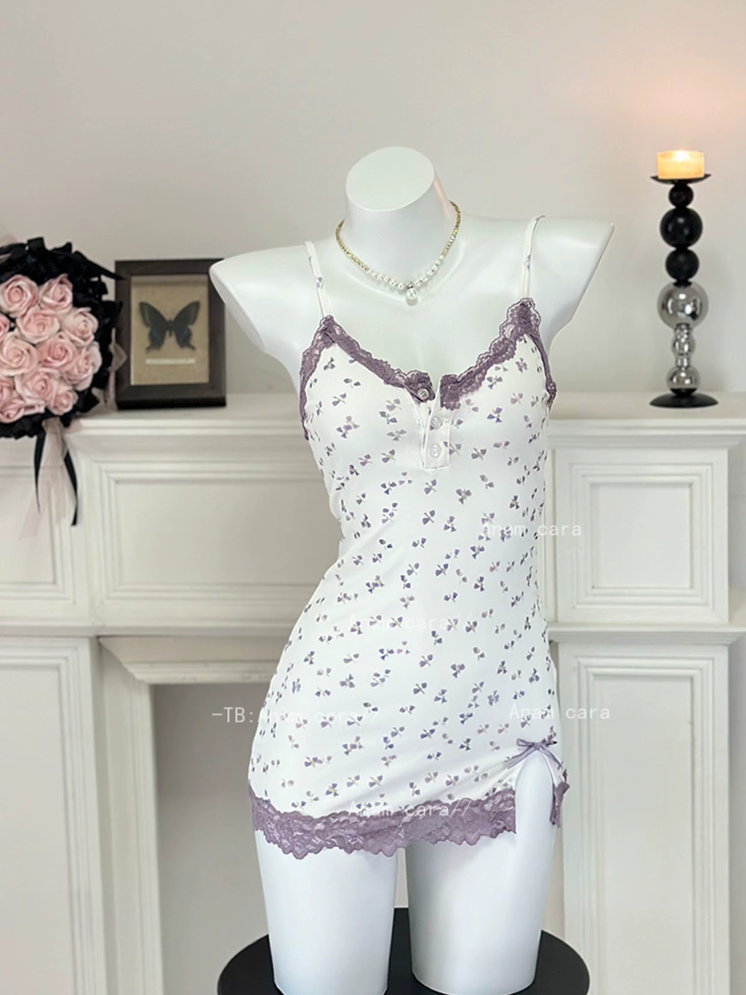 Vestido Pijama Estampado Floral Blanco  6