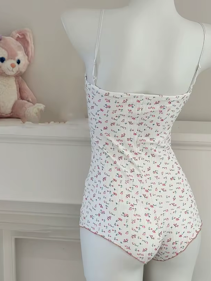 Body Francés Acanalado Diseño con Flores Rosas 6