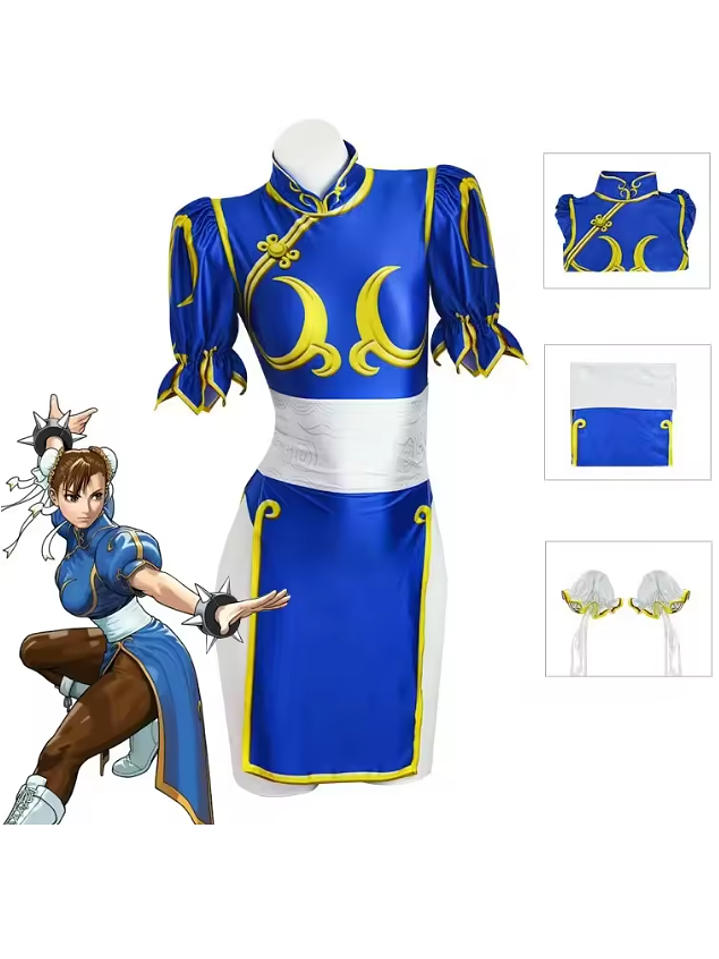 Body Cosplay Chun Li Impact - Falda + Moños Lancería 5