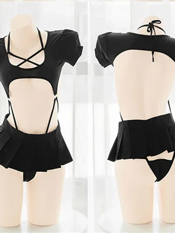 KESHA CONJUNTO MICROBODY CON MANGAS + FALDA TABLEADA 4