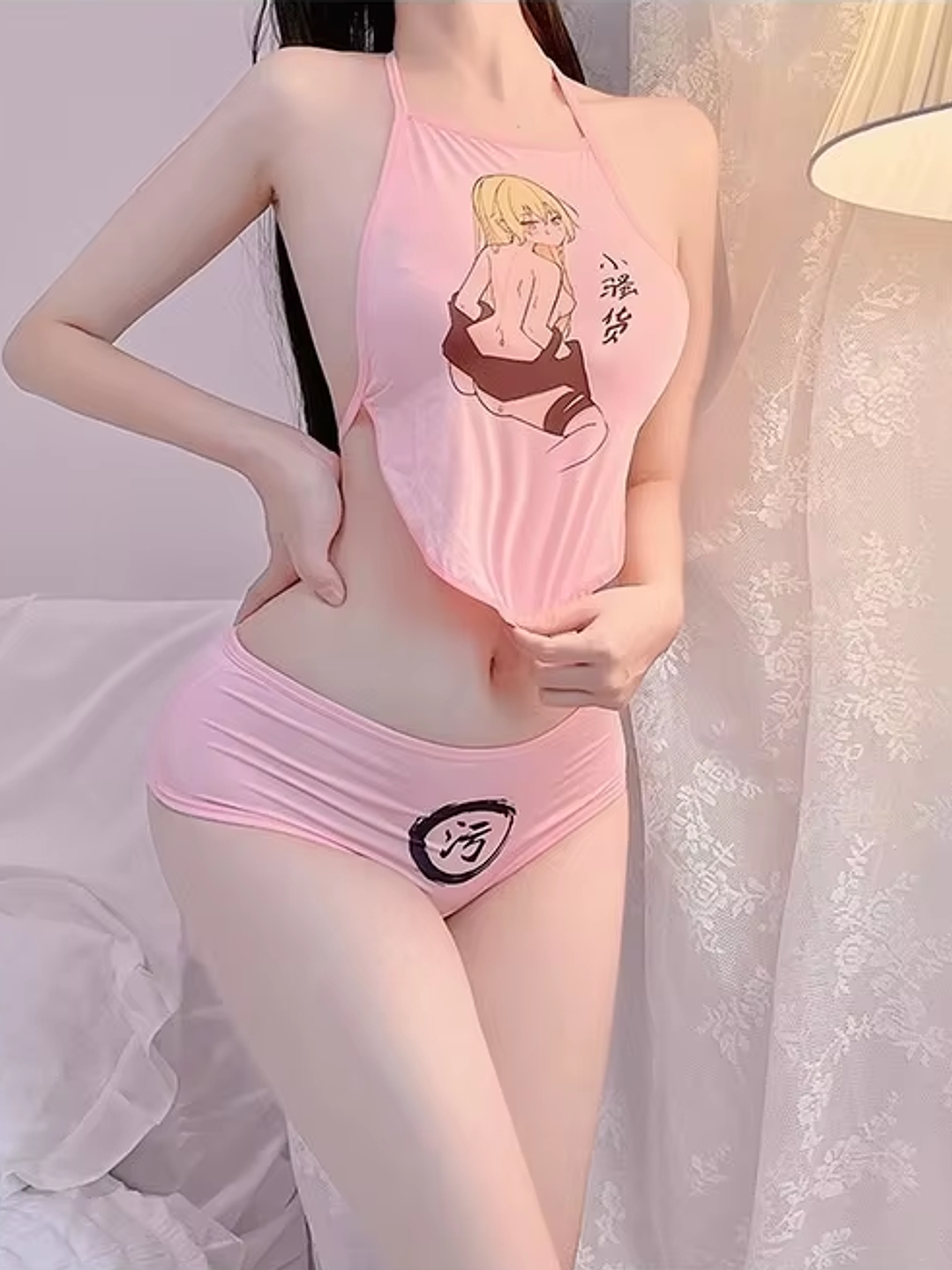 MICHIKO - CONJUNTO PIJAMA ESTAMPADO ANIME LENCERIA REGULABLE 4