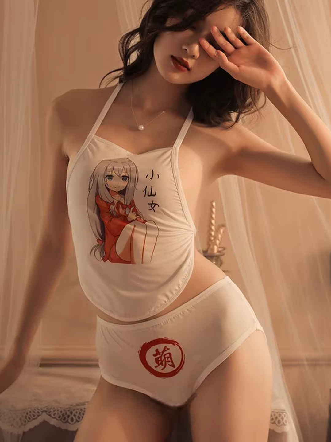 MICHIKO - CONJUNTO PIJAMA ESTAMPADO ANIME LENCERIA REGULABLE 2