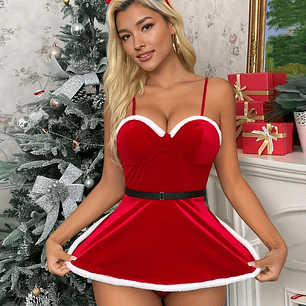 MINI VESTIDO MAMANUELA NAVIDEÑA CON ABERTURA