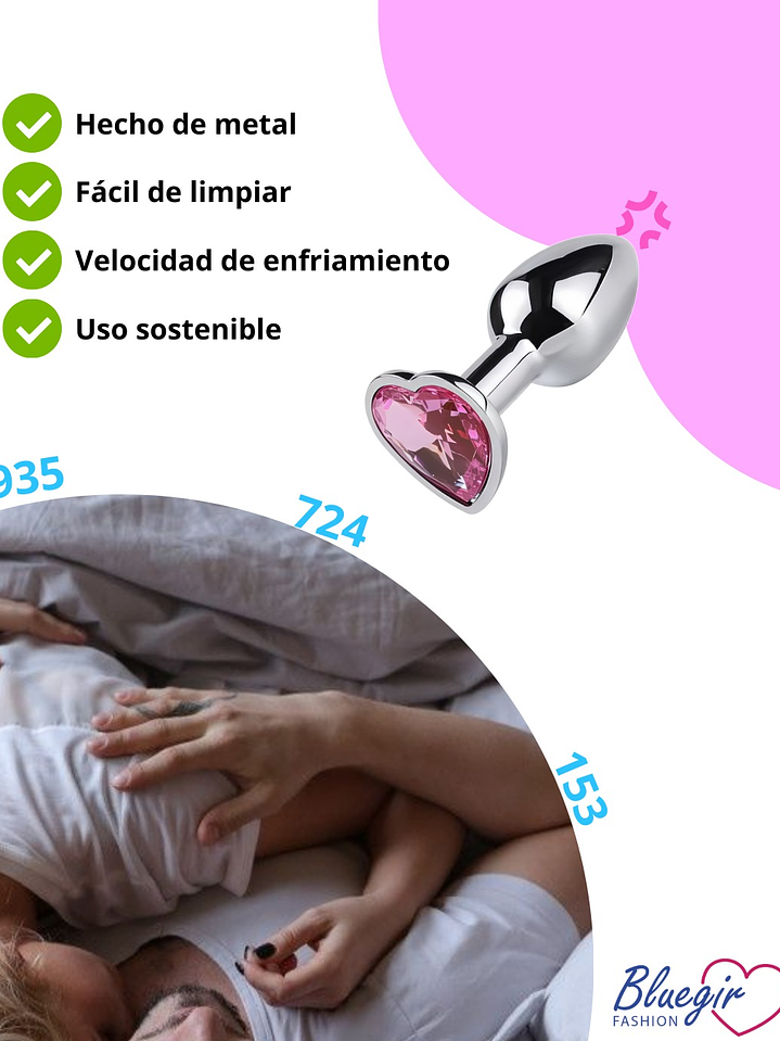 PLUG DILDO DIAMONT HEART PUNTA DE ACERO QUIRÚRGICO 2