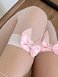 Medias Largas Blancas Con Lazo Rojo/ Rosa - Miniatura 2