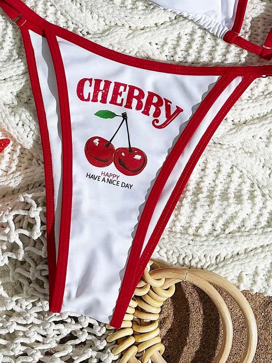 ARELY CHERRY Conjunto Bikini 3 piezas Braga + Sostén + camiseta 6