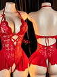 FlAVIA Body de Encaje rojo Estilo Vestido Escotado - Miniatura 3